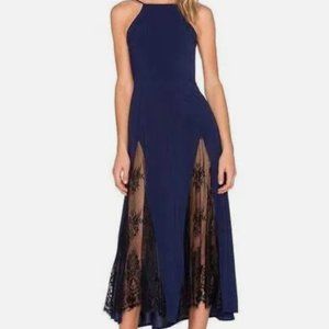 NBD Navy & Black, Open Back Lace Detail Dress (XS)